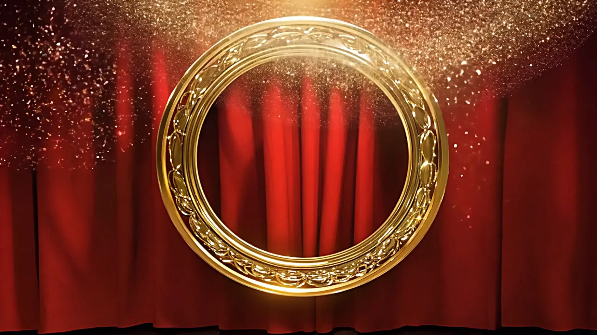 Luxurious Golden Frame with Sparkling Particles Background Logo Animation